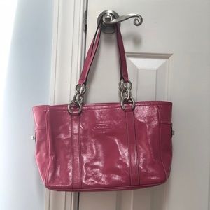 Pink Coach Patent Leather Tote